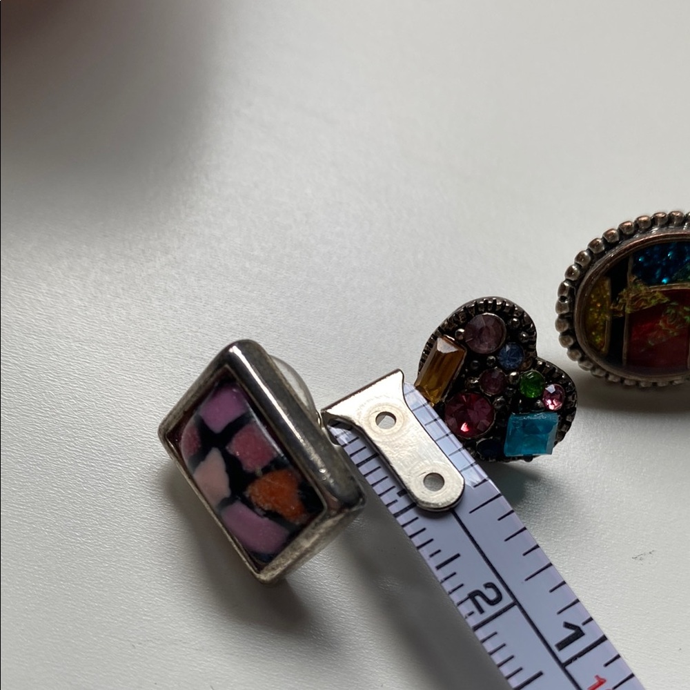 Vibrant Multicolor Mosaic Necklace with Earrings Trio. Vintage. EUC - Picture 13 of 15